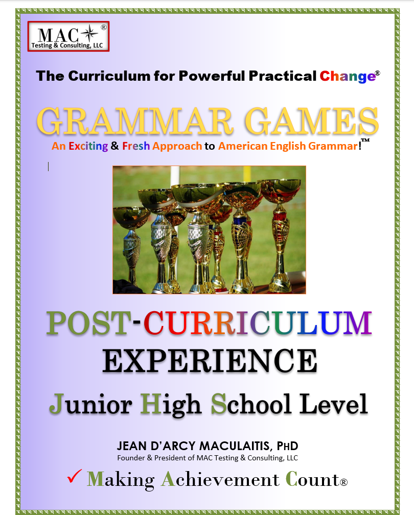 Grammar Games Post-Curriculum Experience-Junior High School
